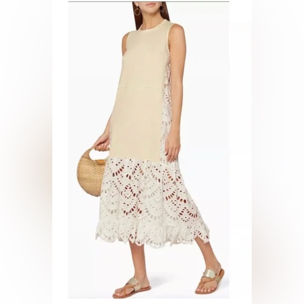 See by Chloe Eyelet butter cream cotton dress small